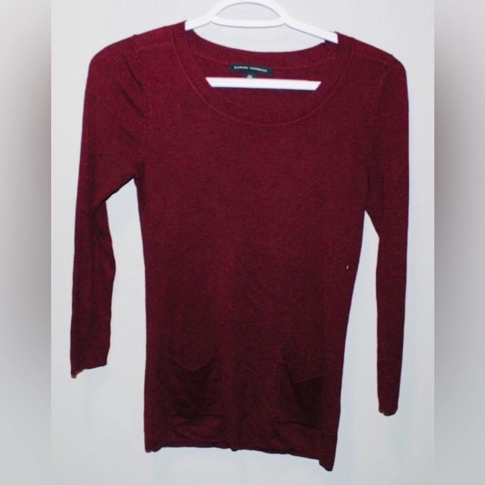 BANANA REPUBLIC, Deep Red Crew Neck Sweater, Size XS